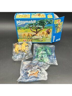 Playmobil 5903 Lion Family Safari Lioness Cub Tree Skeleton RARE HTF NIOB